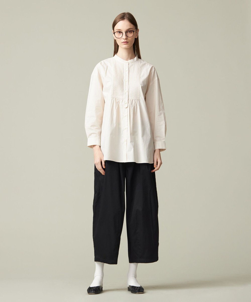 J.PRESS YORK STREET 【WOMEN】コットンタイプライター バンドカラーブラウス 