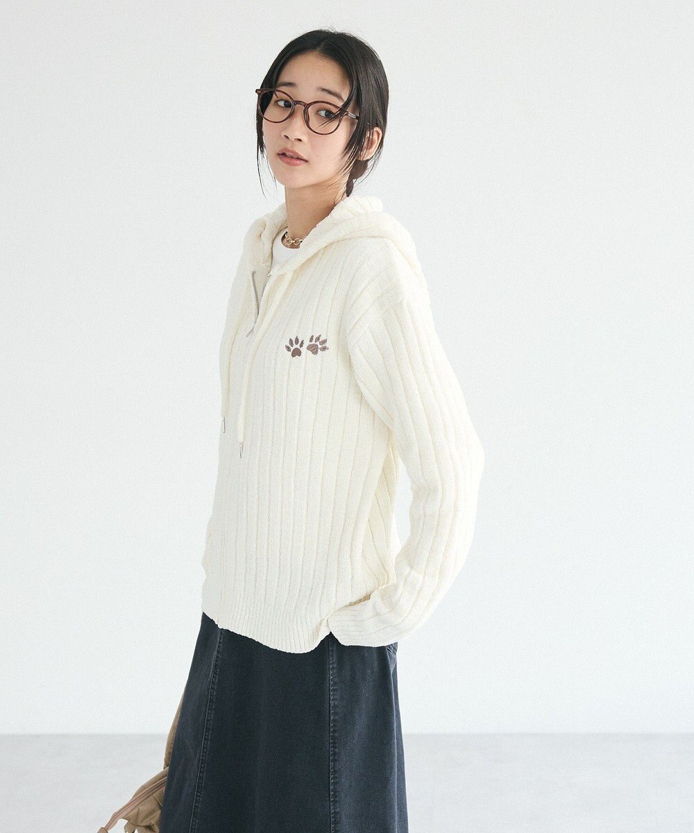 CRAFT STANDARD BOUTIQUE アニマル刺繍ニットZIPパーカー 