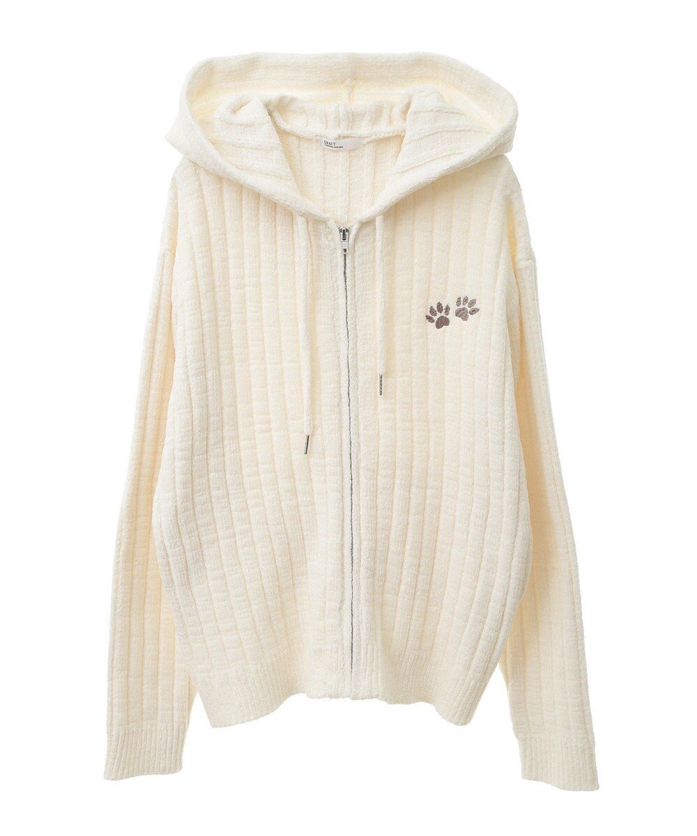 CRAFT STANDARD BOUTIQUE アニマル刺繍ニットZIPパーカー 