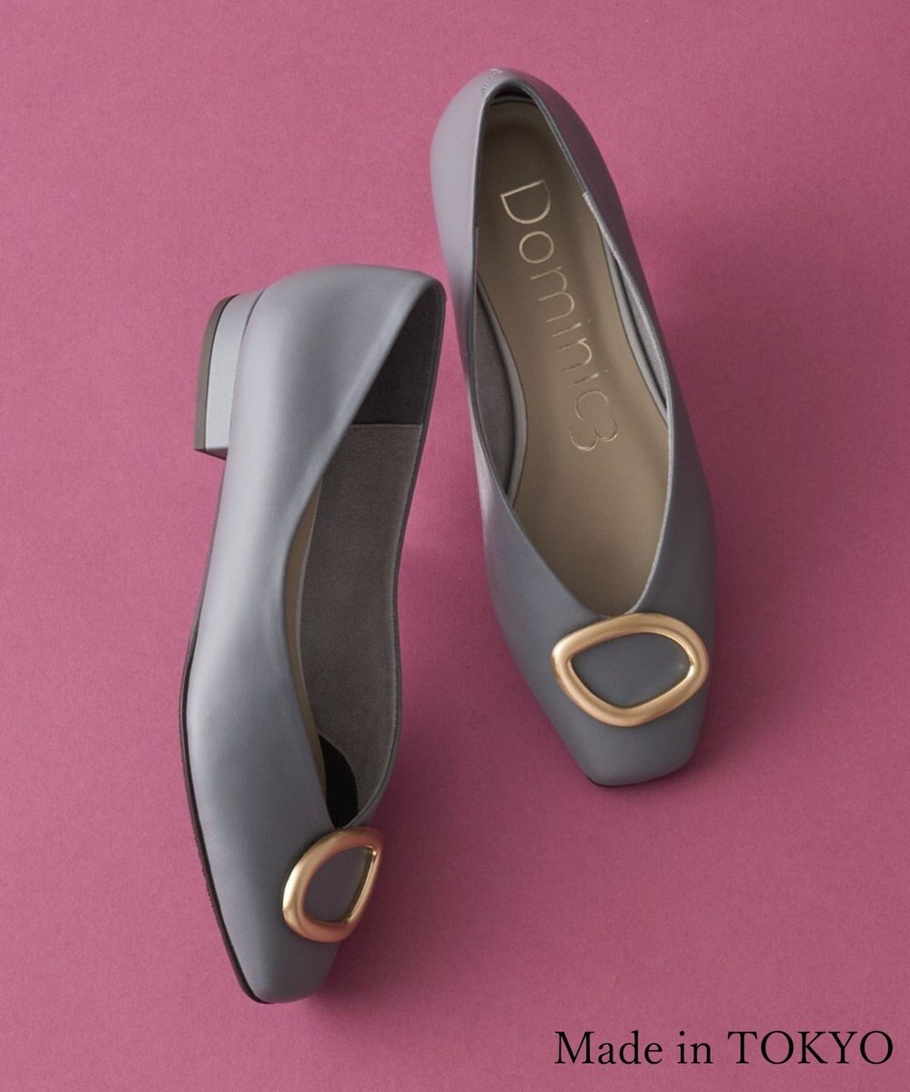 Dominic3 デザインバックル ローヒール レザーパンプス 