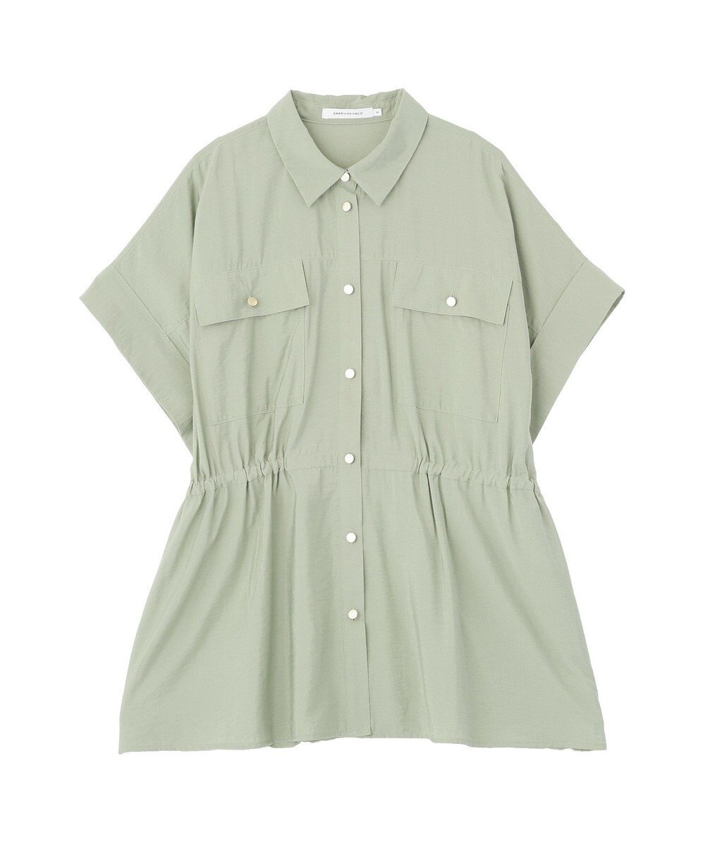 AMERICAN HOLIC メタルボタンウエストドロストシャツ 