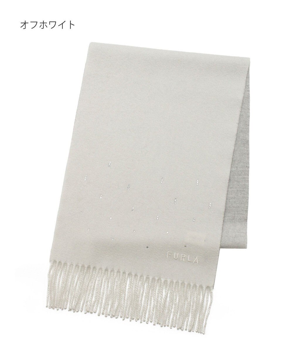 MOONBAT 【洗える】FURLA カシミヤ混ラメ入りラインストーンストールマフラー／幅30cm 