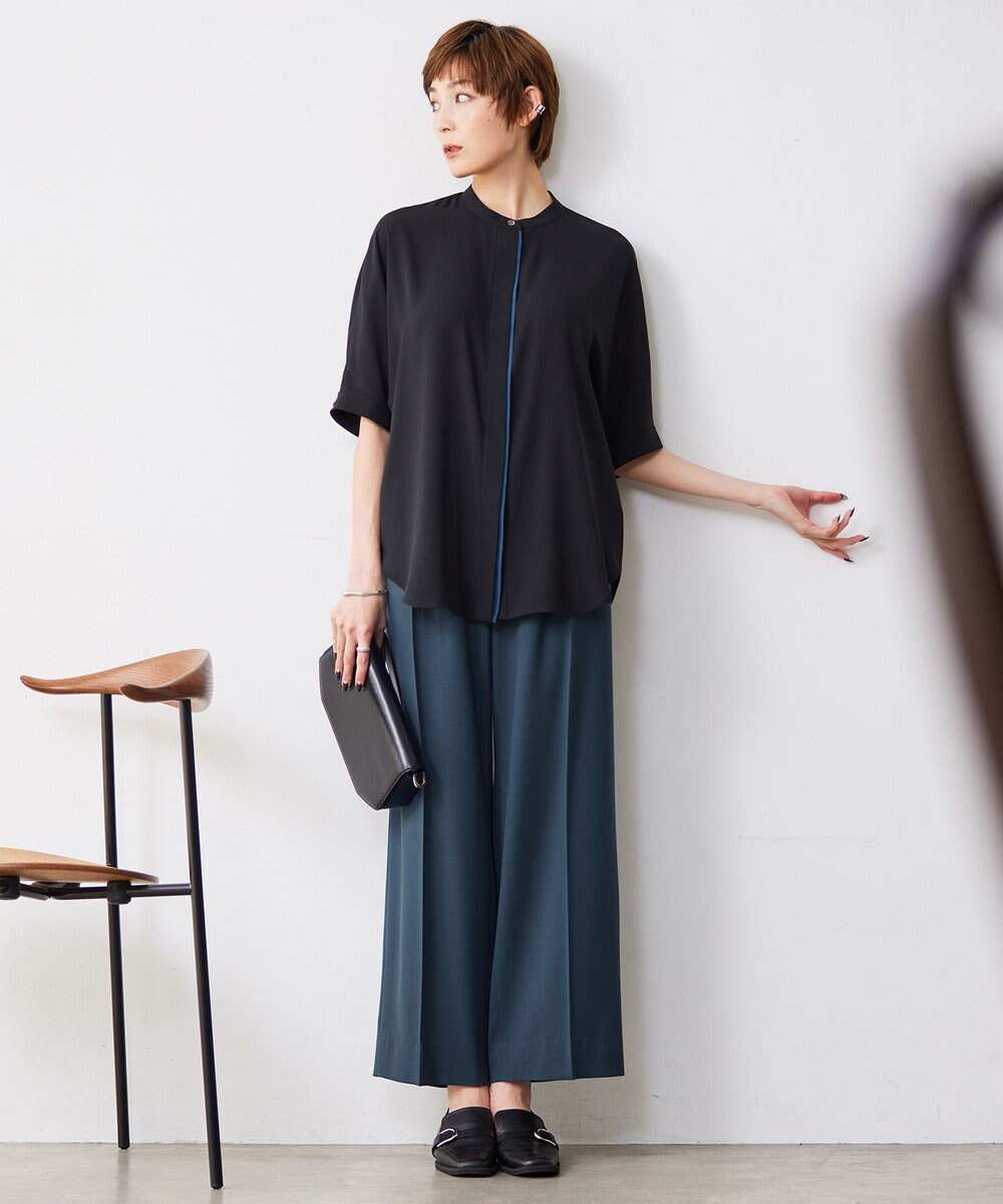 ICB 【UVケア・洗える】ウール2WAYストレッチ ワイドストレートパンツ 