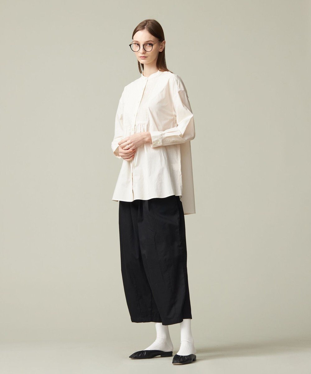 J.PRESS YORK STREET 【WOMEN】コットンタイプライター バンドカラーブラウス 