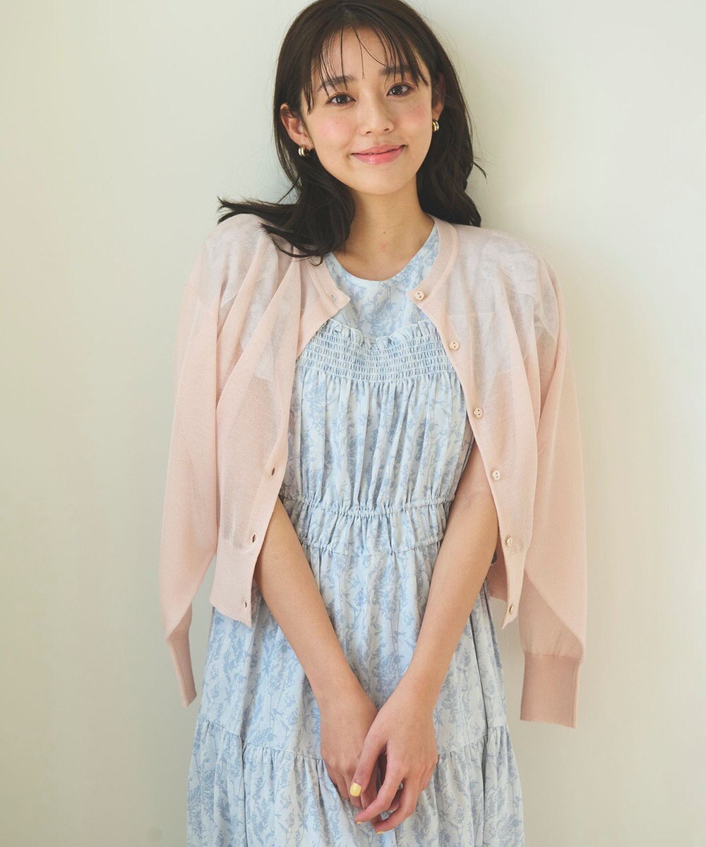 Feroux 【洗える】シアーカラー カーディガン 