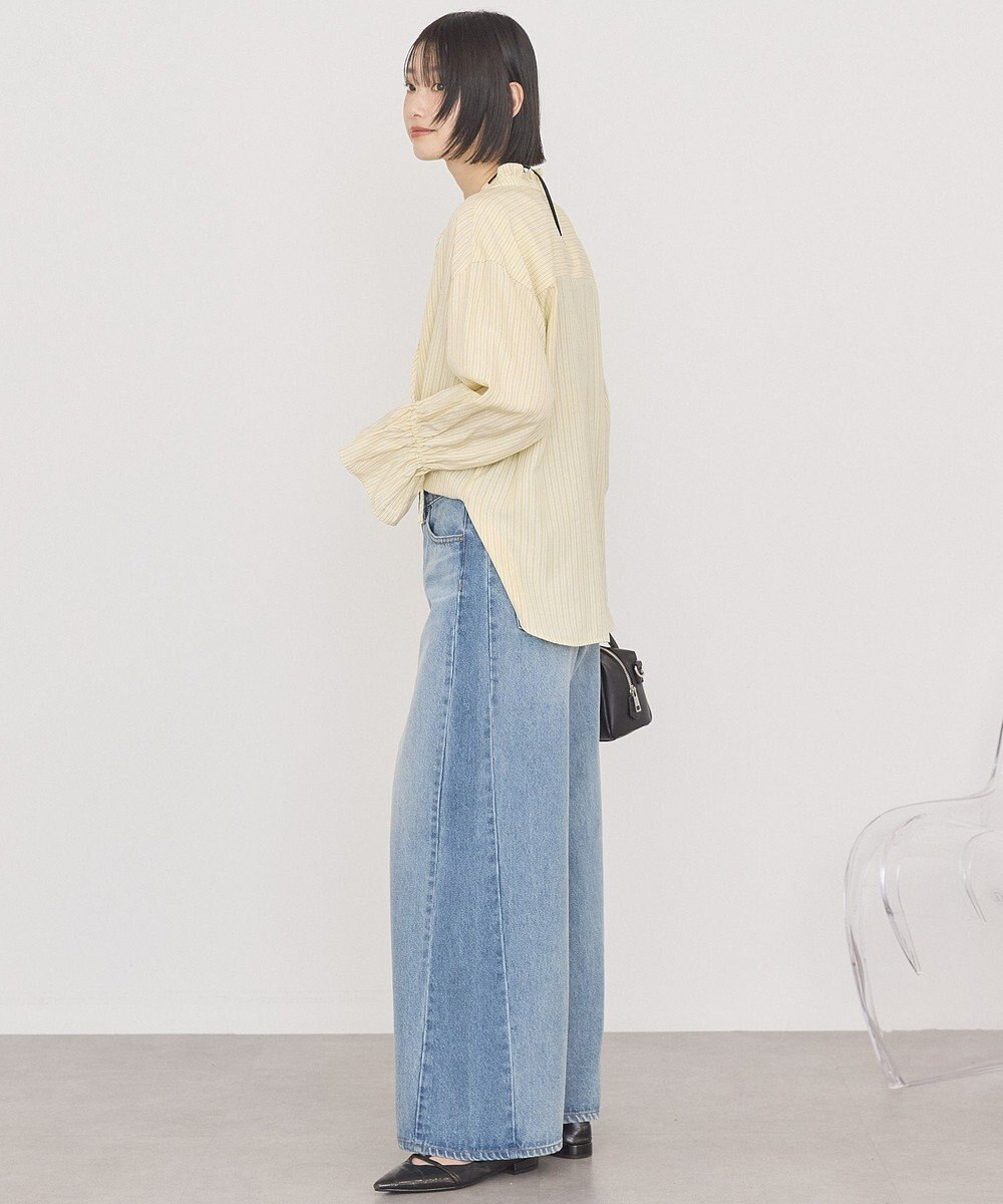 AMERICAN HOLIC スタンドフリルストライプスキッパーブラウス 