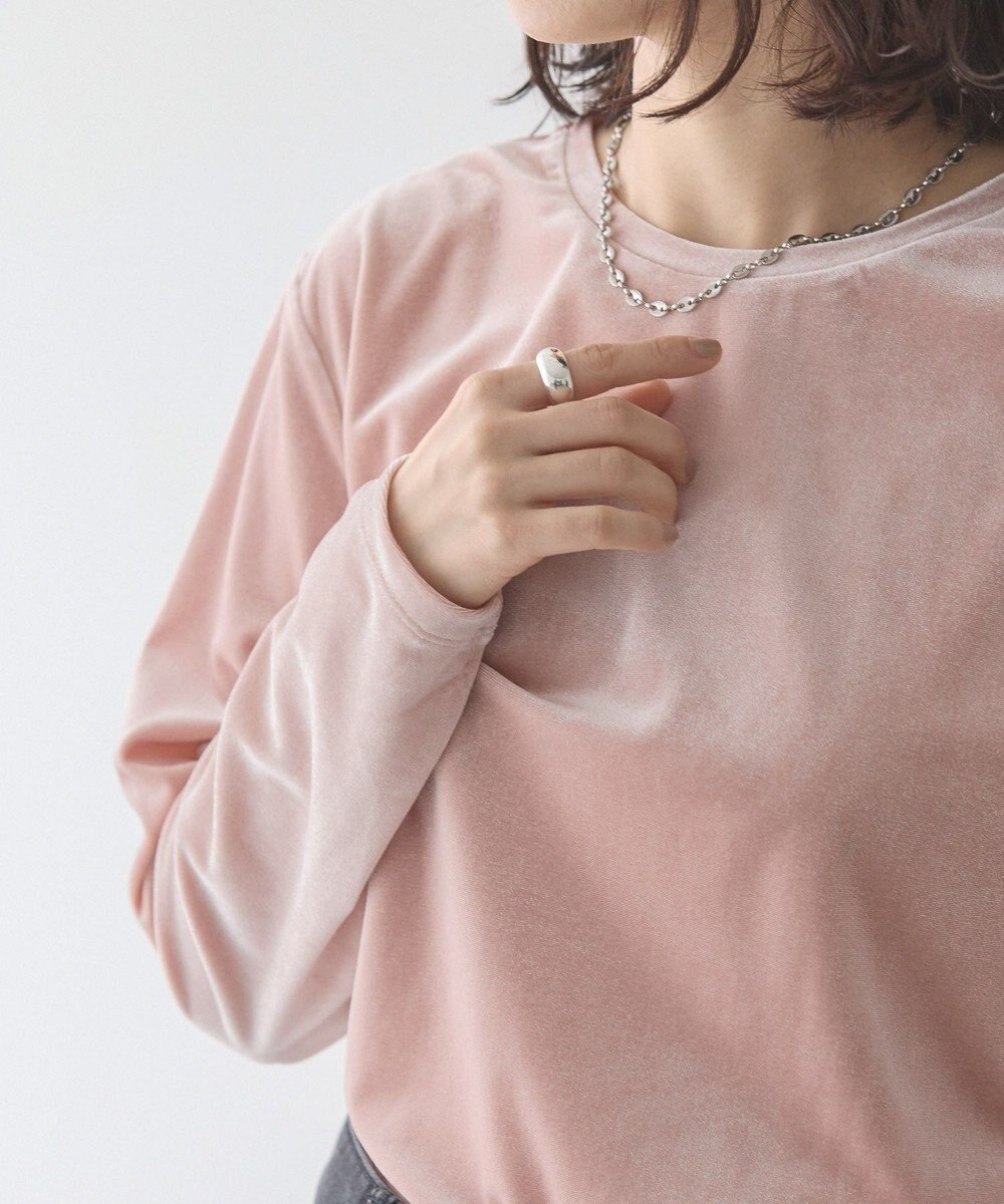 AMERICAN HOLIC ベロアクルーネックカットプルオーバー 