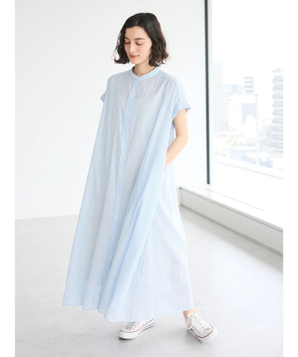 CRAFT STANDARD BOUTIQUE インド綿バンドカラーワンピース 