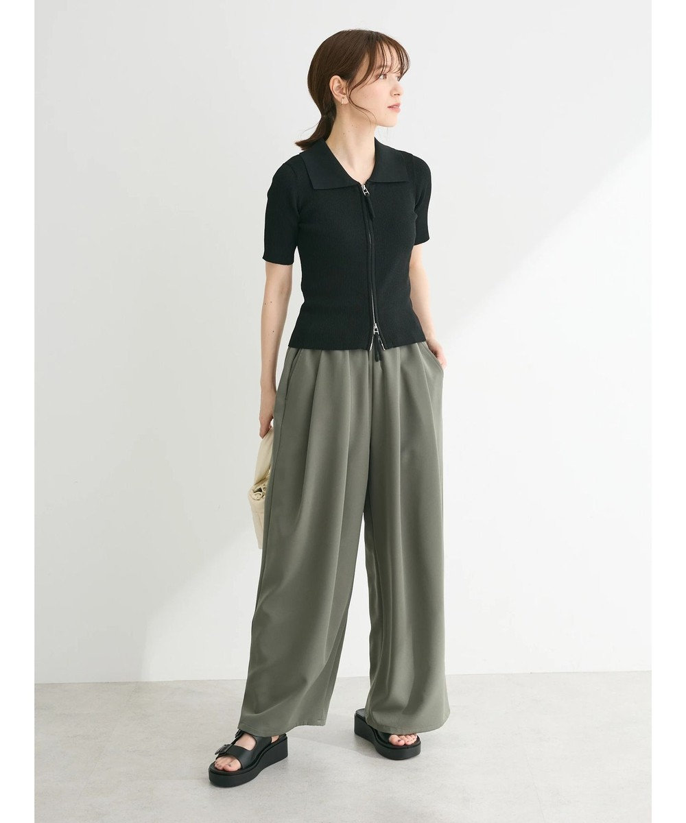 Green Parks ５分袖衿付きＺｉｐプルオーバー 