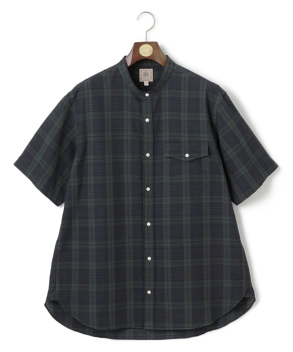 J.PRESS MEN 【KING SIZE】【吸水速乾 / 接触冷感 / 高通気性 / ウォッシャブル】【AERO WAVE SUCKER】バンドカラーチェック シャツ 