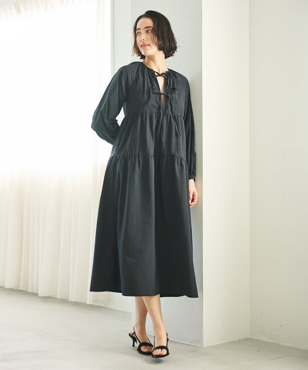 #Newans 【撥水加工/洗濯機可能】〈全身をさりげなくカバー〉リラクシーティアードワンピース 