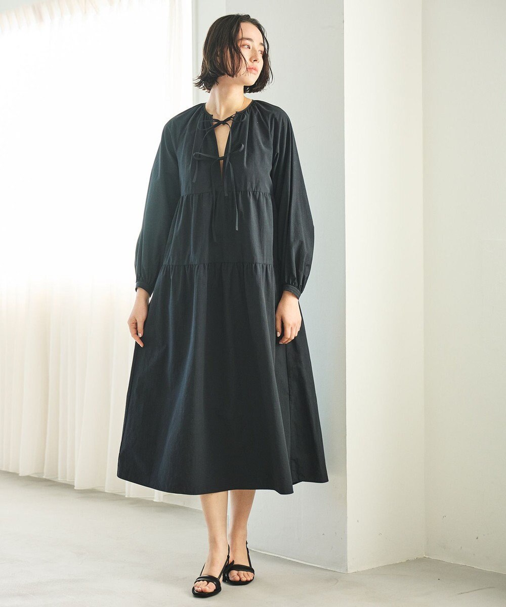 #Newans 【撥水加工/洗濯機可能】〈全身をさりげなくカバー〉リラクシーティアードワンピース 