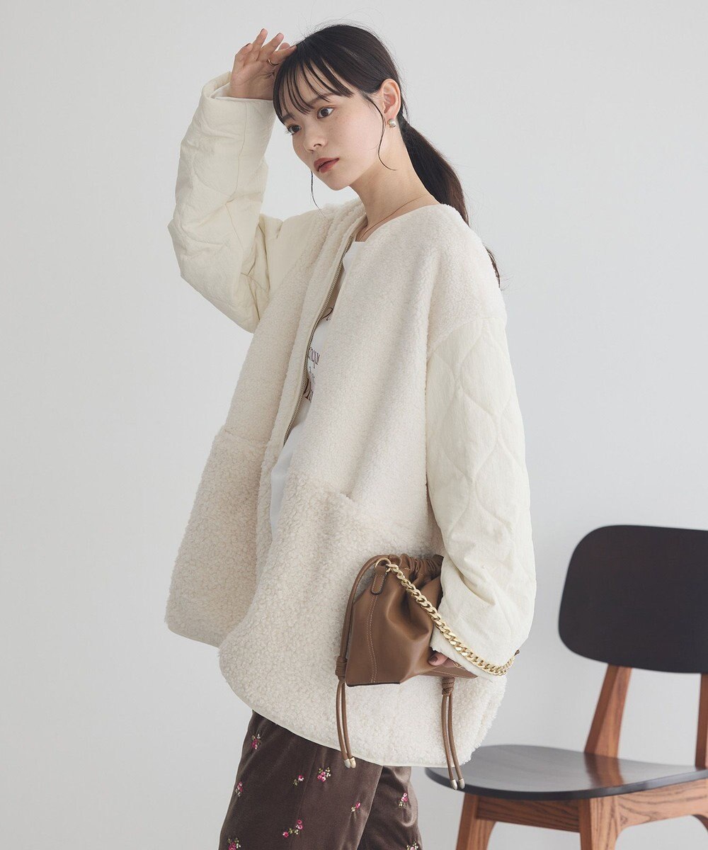 earth music&ecology ボアキルトミドルコート 