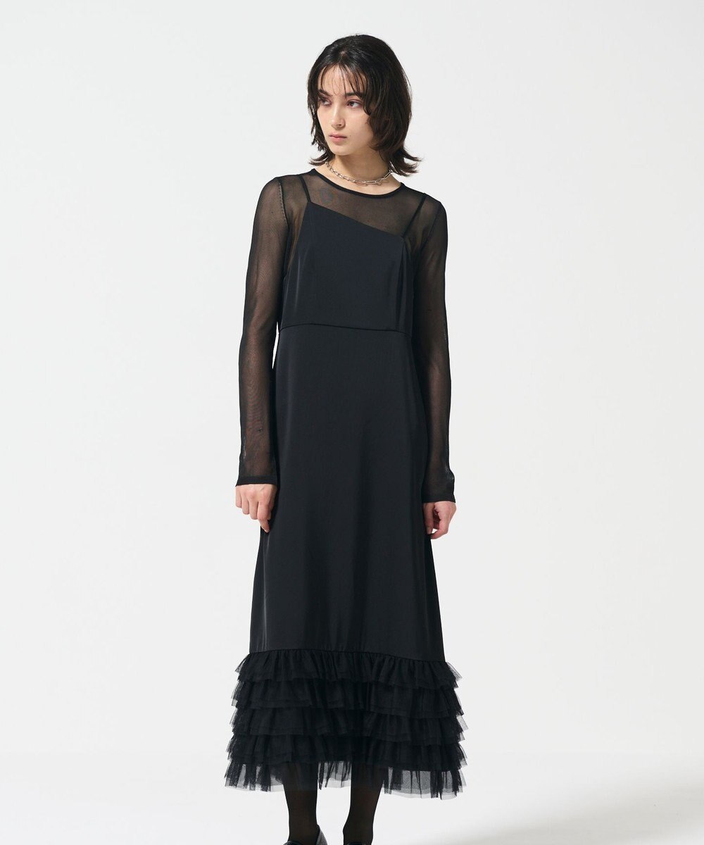 GRACE CONTINENTAL フリルチュールサテンキャミワンピース 