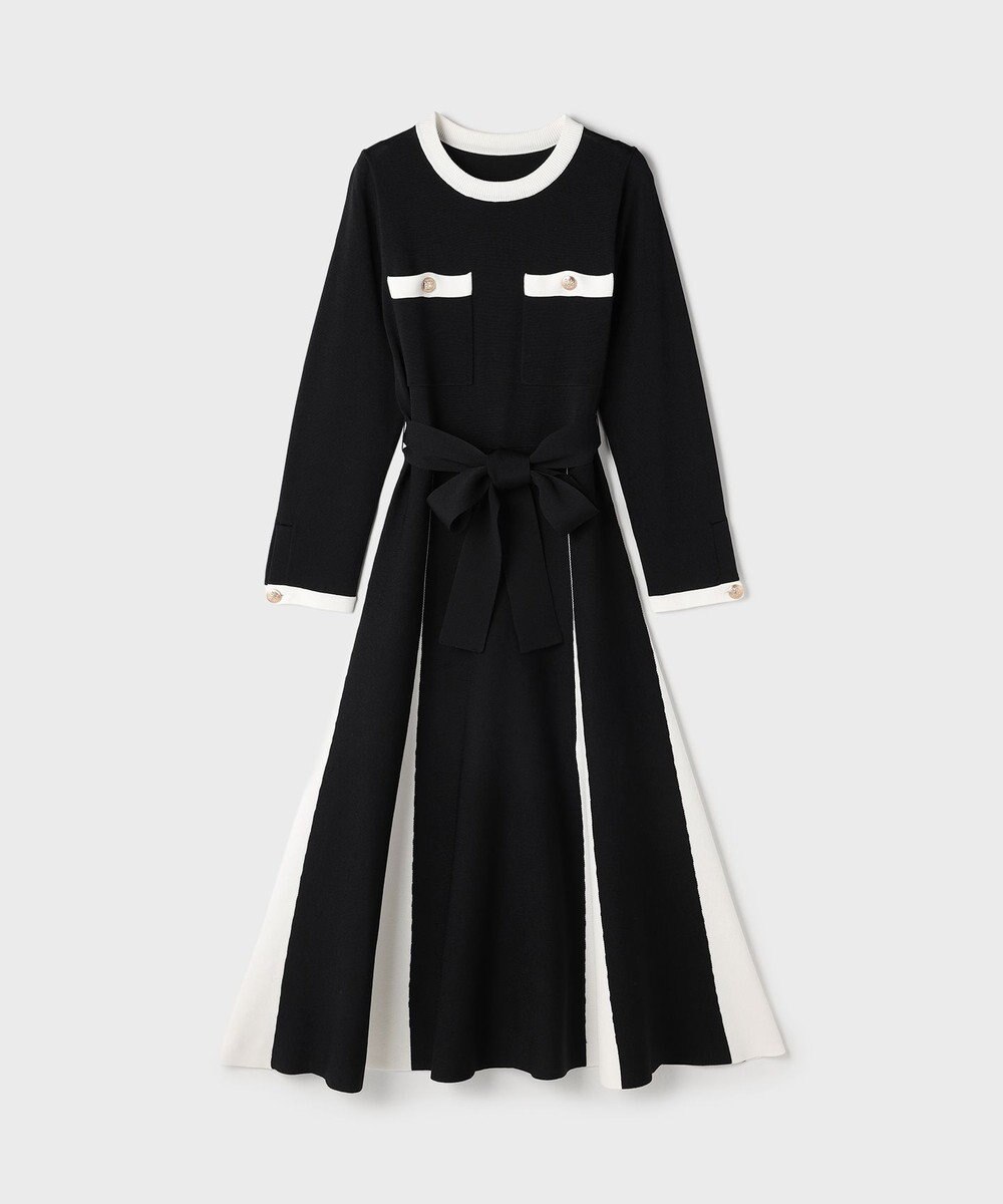 GRACE CONTINENTAL ニットバイカラージャガードワンピース 