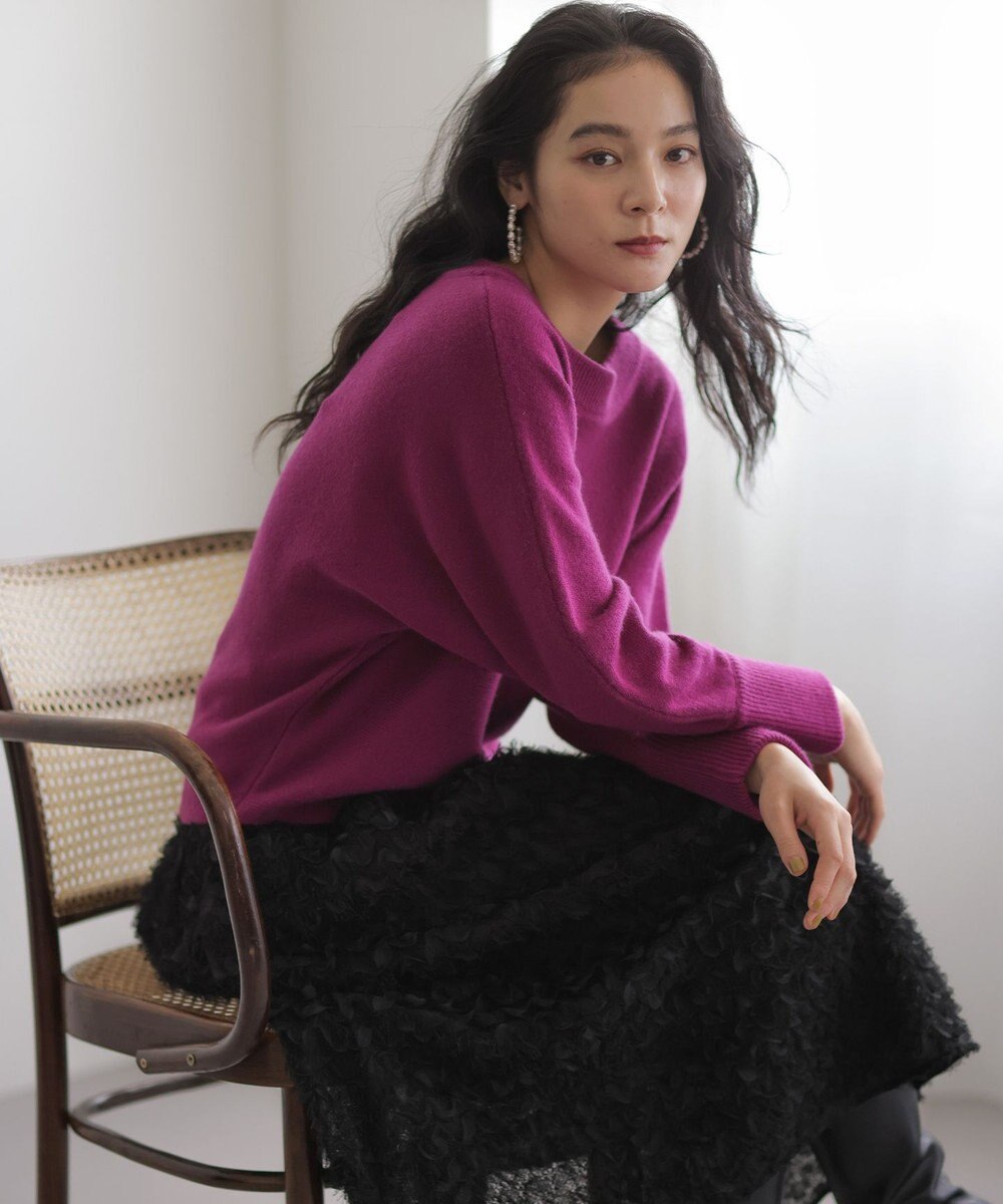 組曲 【加藤ローサさん着用】ウールカシミヤミックスボートネック ニット 