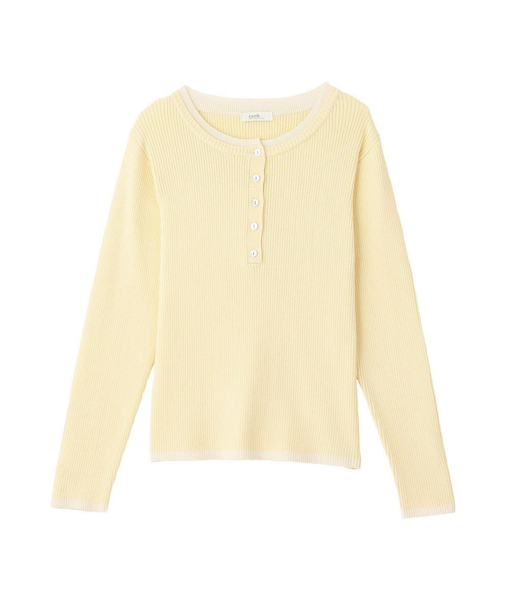 earth music&ecology バイカラーヘンリーネックニットプルオーバー 