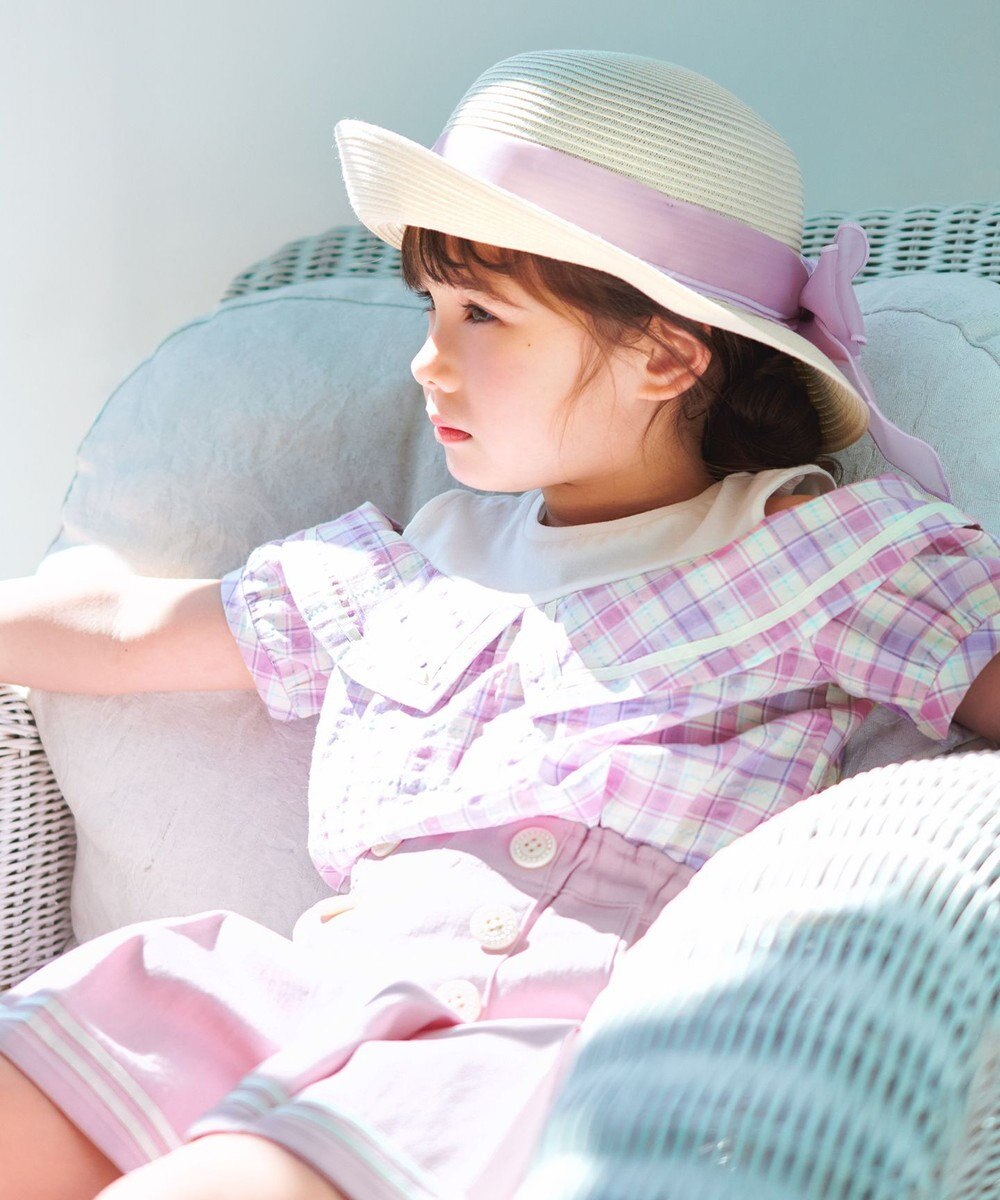 ANY KIDS チェック オフショルダー ブラウス 