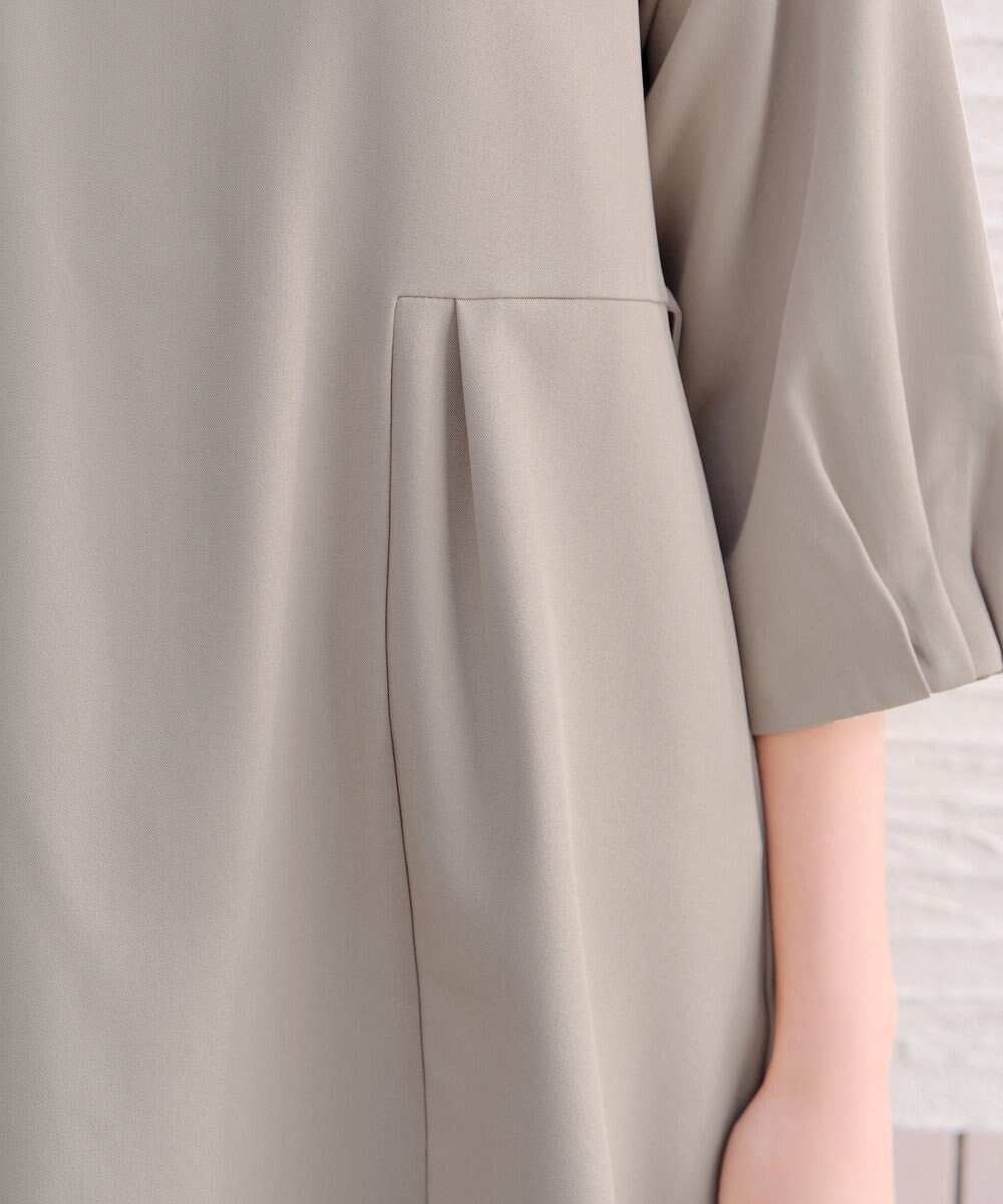 Tiaclasse リボン付きタックフレアチュニック 