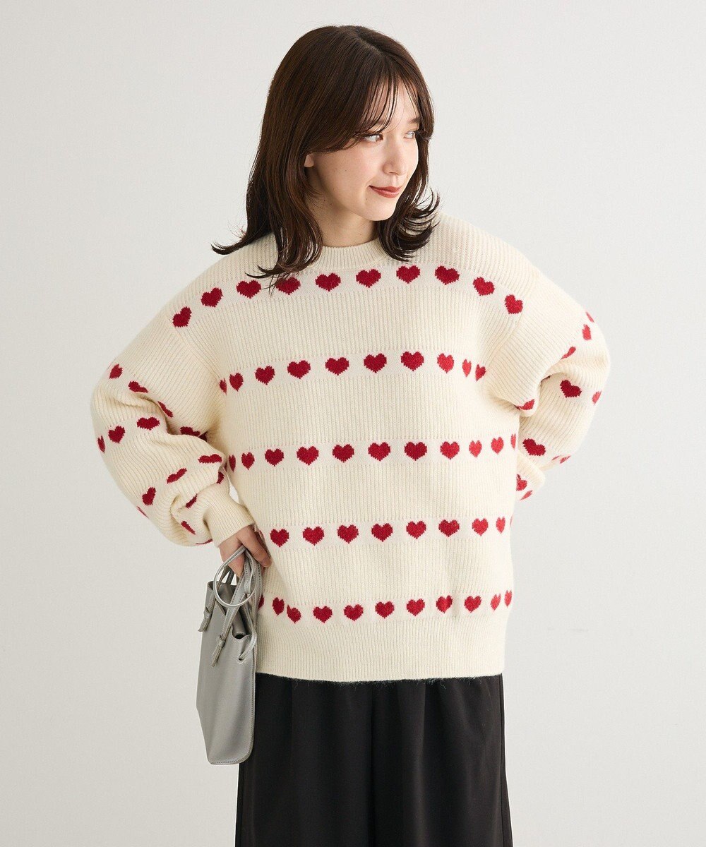 Green Parks ・ｓｗｉｎｇ　ｂｙ　ハートジャカードクルーニット 