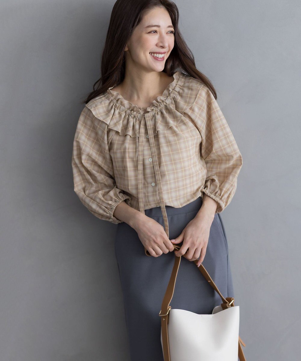 組曲 S ライトトロピカルロールネック ブラウス 