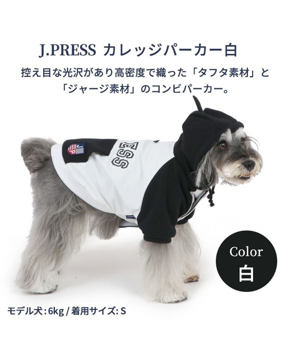 犬 服 J.PRESS パーカー 【小型犬】 カレッジ 白, 白~オフホワイト, ３Ｓ