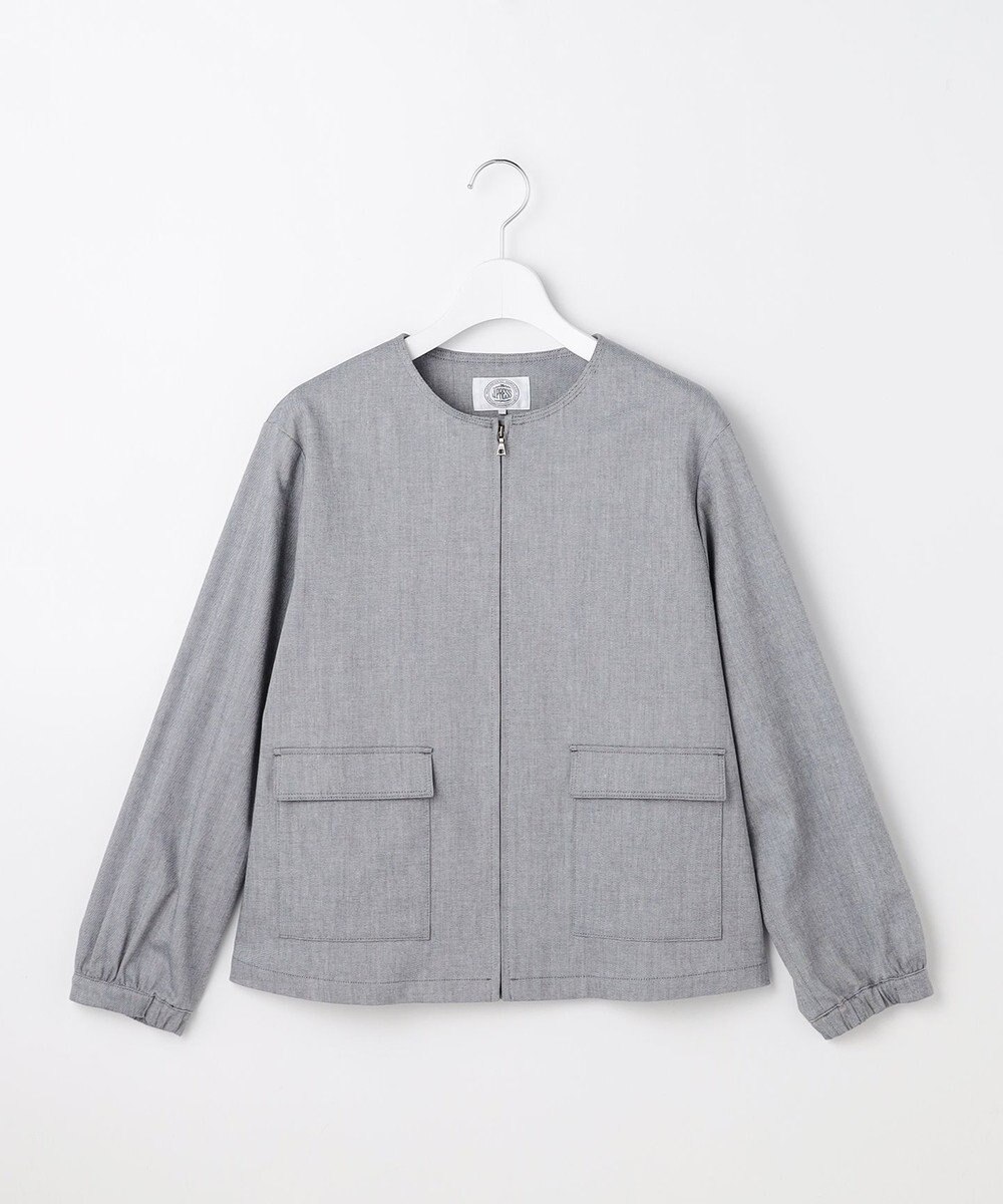 J.PRESS LADIES L TCリネン ドライツイル ノーカラー ブルゾン 