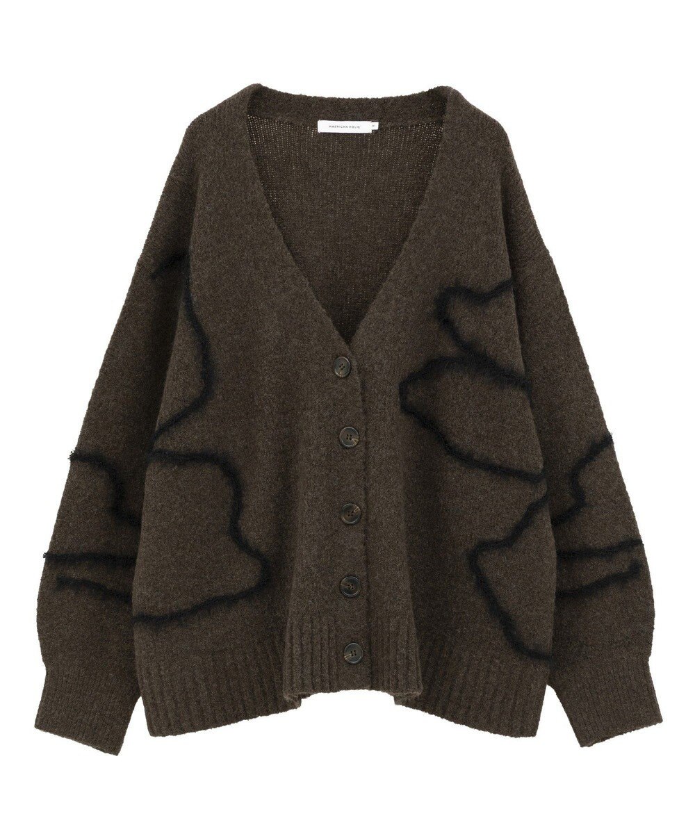 AMERICAN HOLIC ニュアンスライン柄Ｖネックカーディガン 