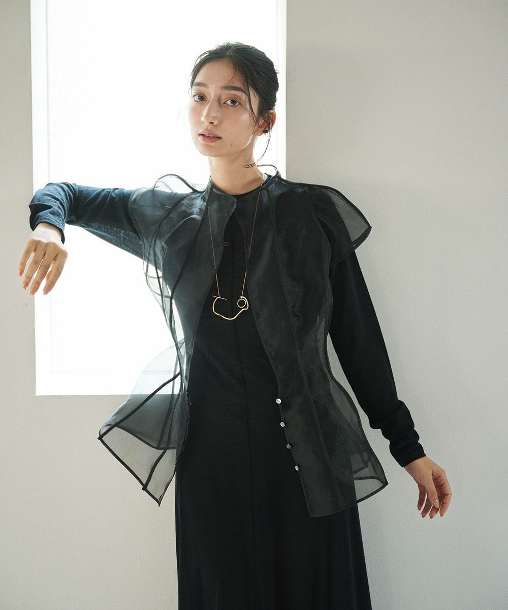 #Newans オーガンジーパネルブラウス 