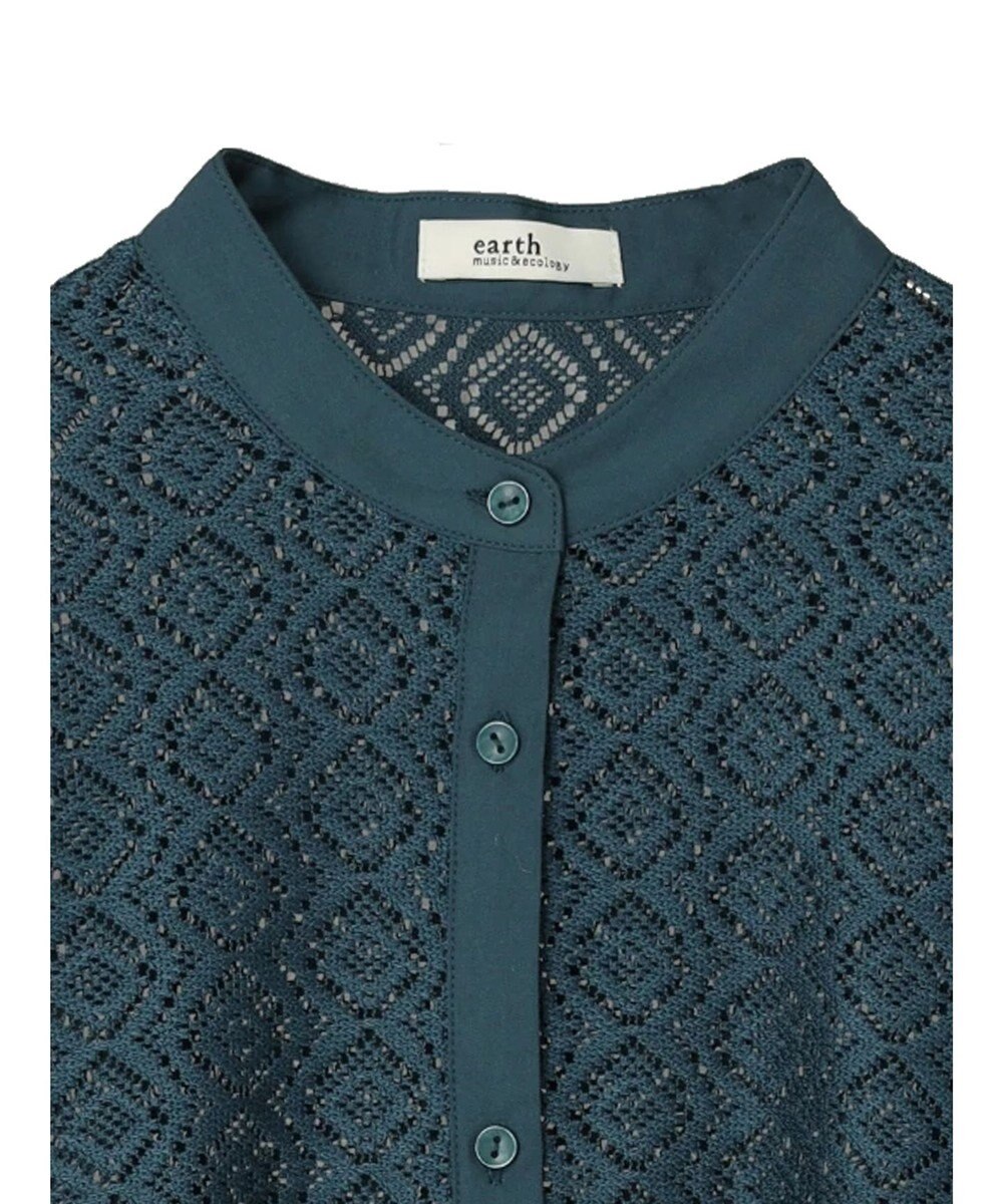 earth music&ecology レースバンドカラーシャツ 