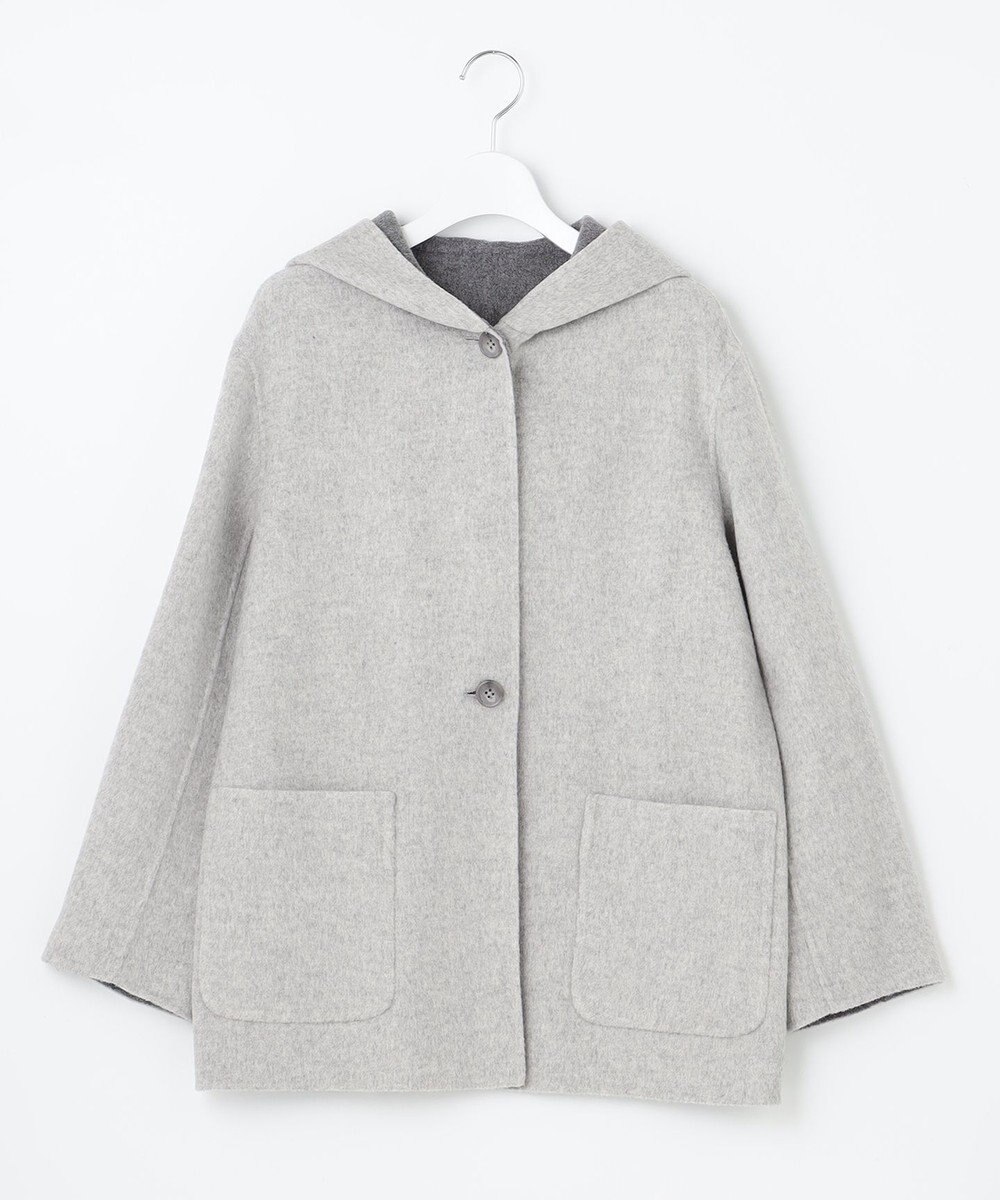 J.PRESS LADIES 【リバーシブル】ウールナイロン リバー フーデッドコート 