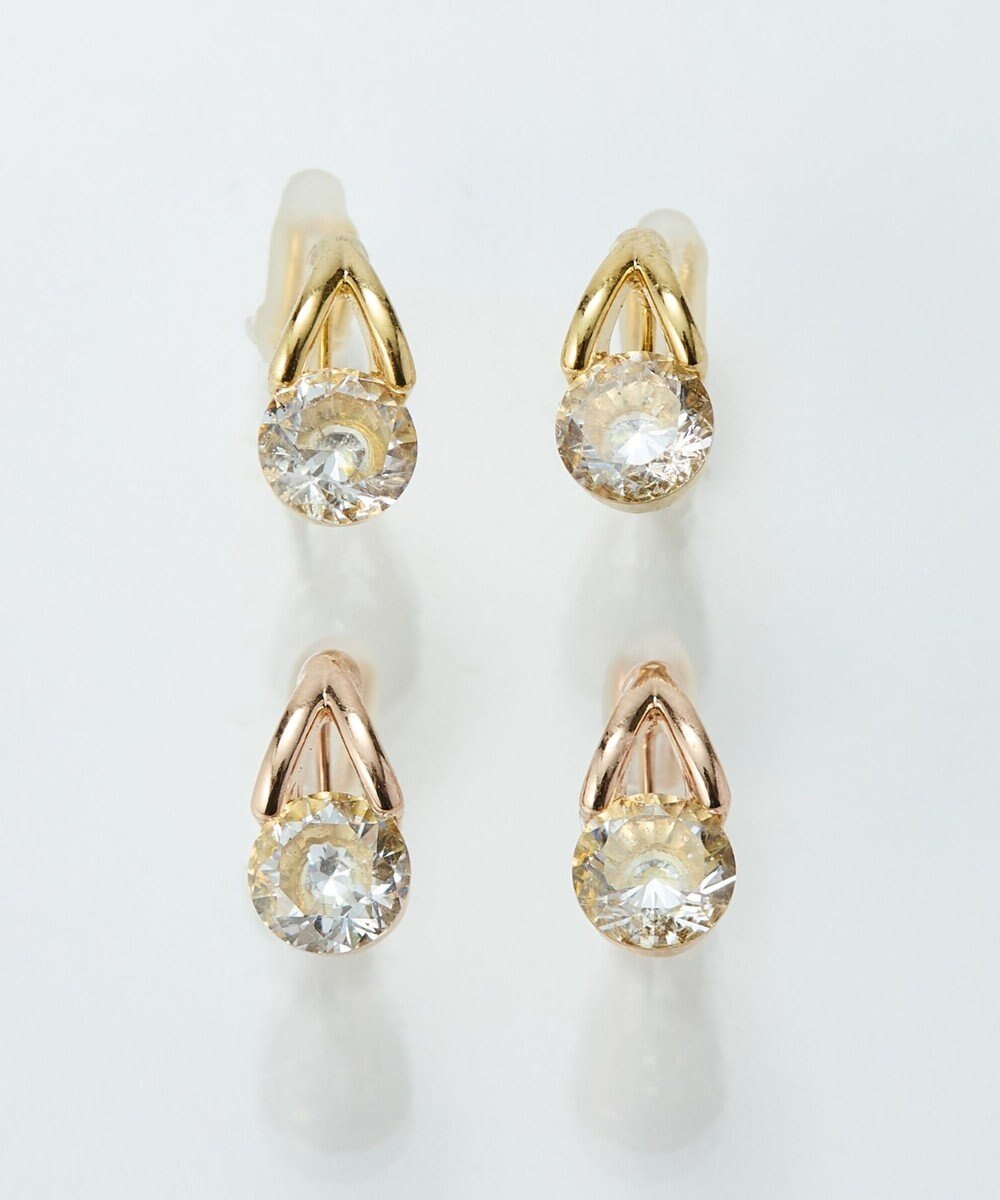 Phoebe 【金属アレルギー対応】【痛くないシリーズ】ルーセントビジューライトフィットイヤリング　ローズゴールド 