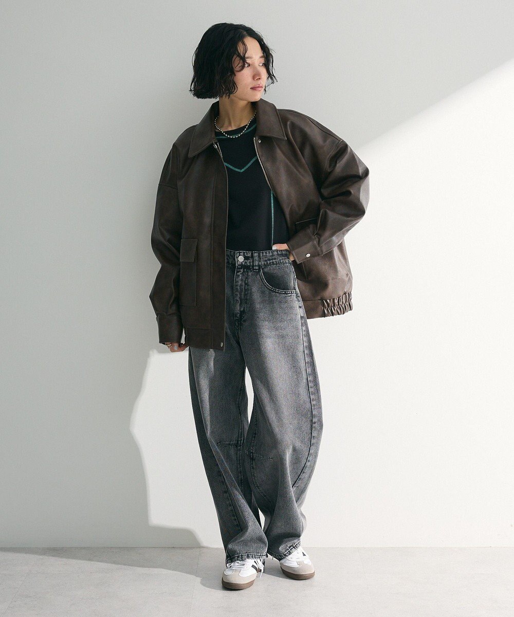 Green Parks ・ＥＬＥＮＣＡＲＥ　ＤＵＥ　合皮ステンカラーブルゾ 