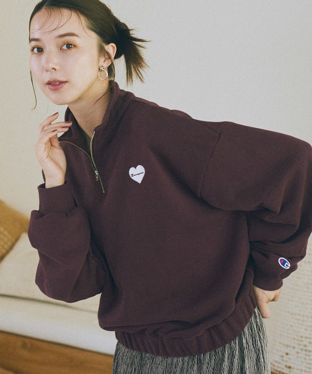 earth music&ecology Ｃｈａｍｐｉｏｎ×ｅｍａｅハーフジップハートスウェット 