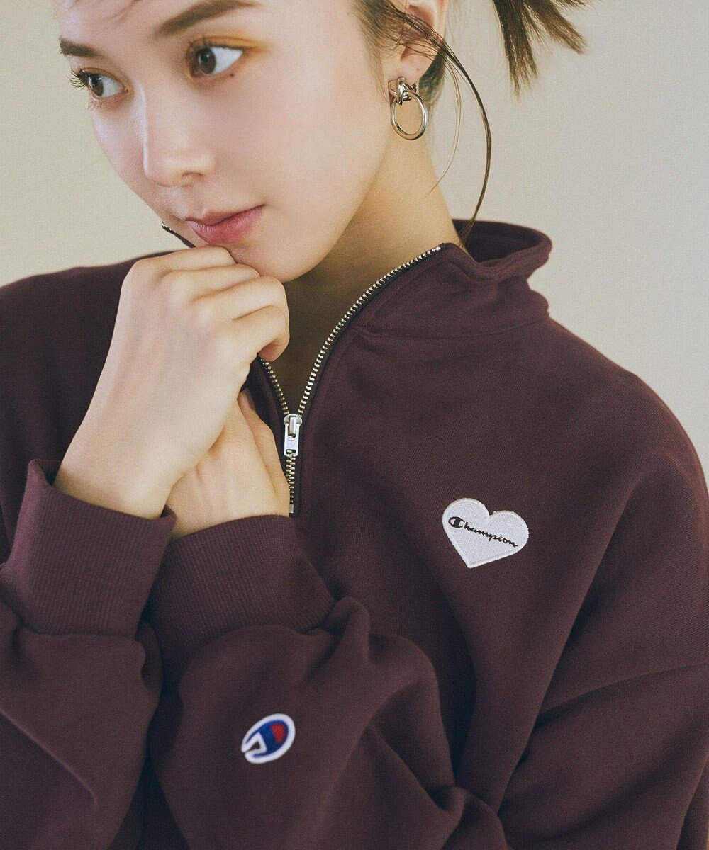 earth music&ecology Ｃｈａｍｐｉｏｎ×ｅｍａｅハーフジップハートスウェット 