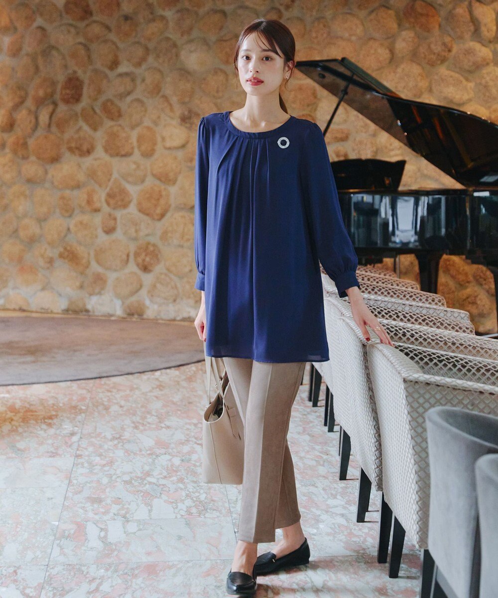 Tiaclasse 【洗える】スエードポンチテーパードパンツ 