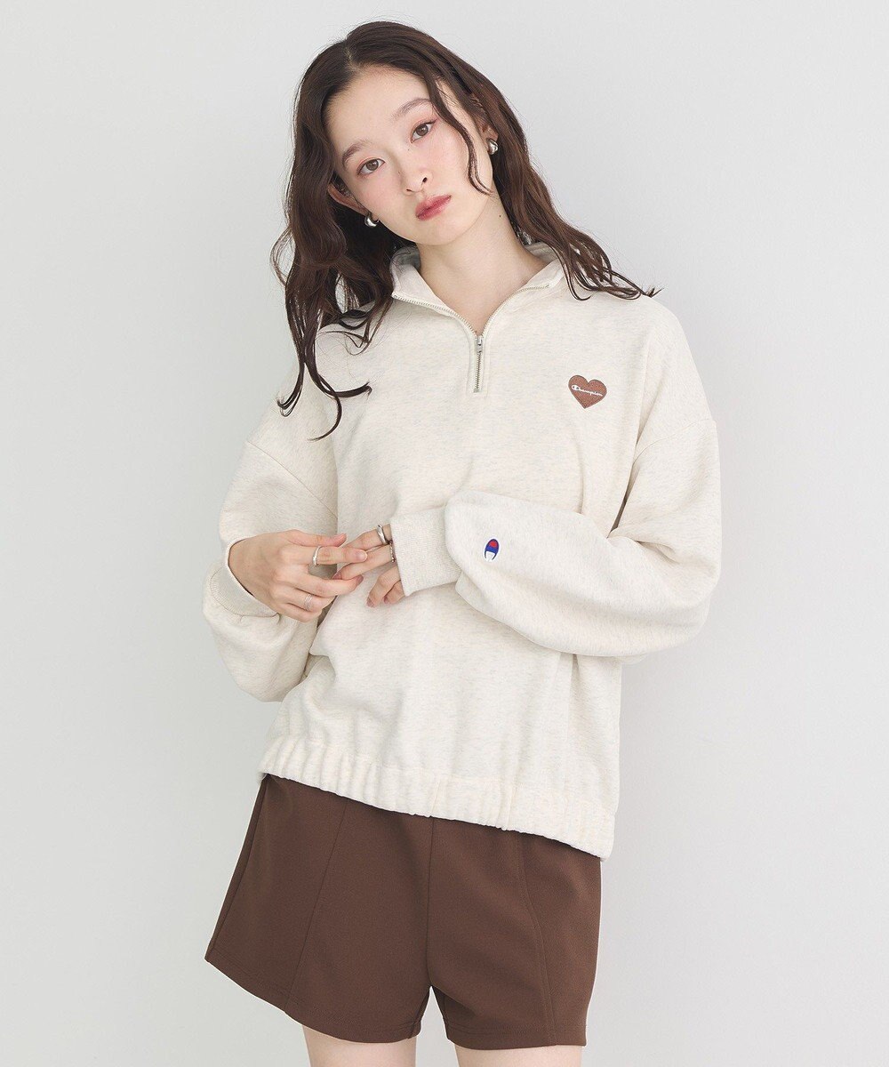 earth music&ecology Ｃｈａｍｐｉｏｎ×ｅｍａｅハーフジップハートスウェット 