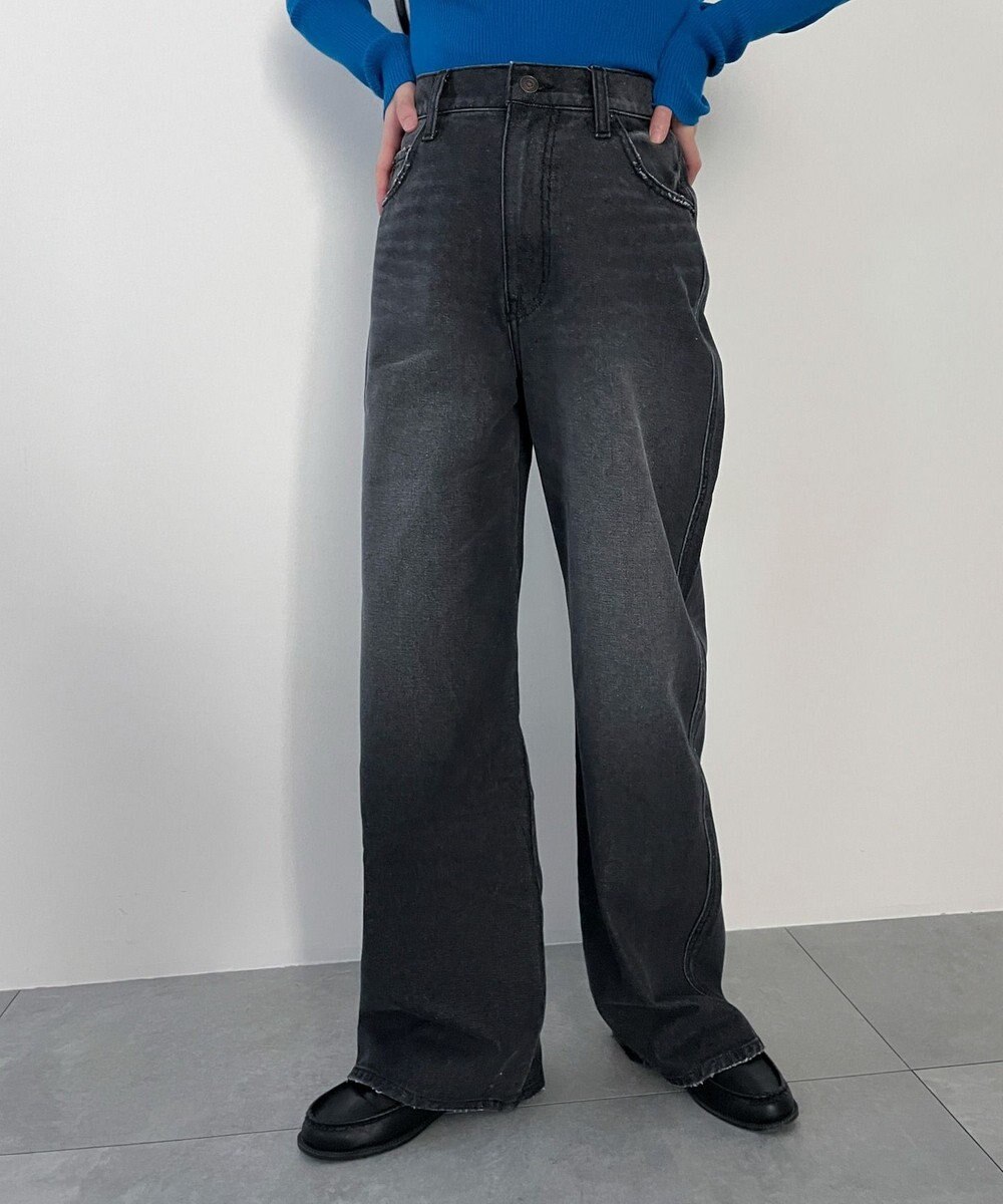 WEGO 【新色追加/美脚/XSSMLサイズ展開】ストレートデニムパンツ 