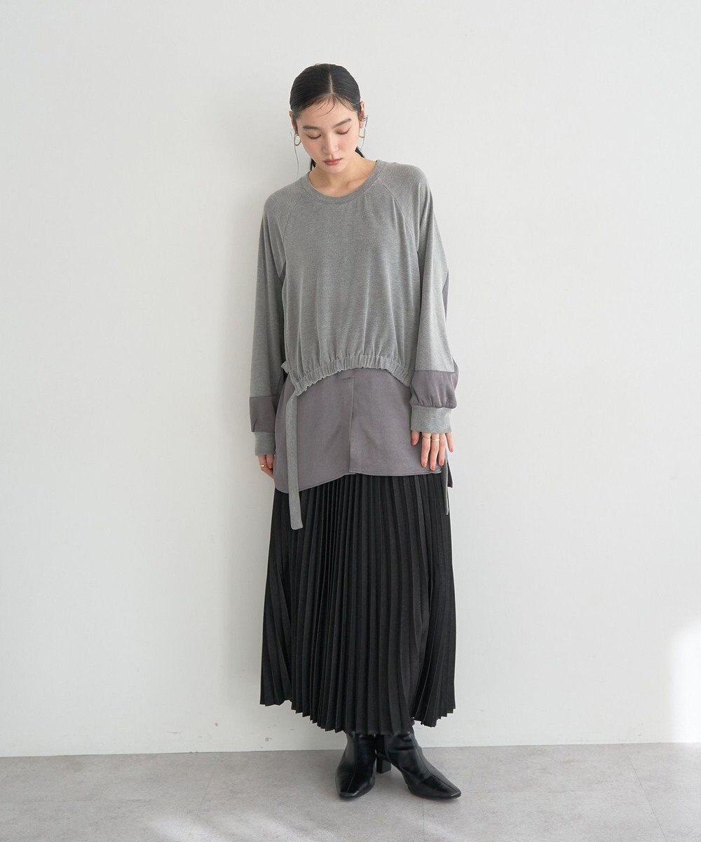 YECCA VECCA サテンプリーツスカート 