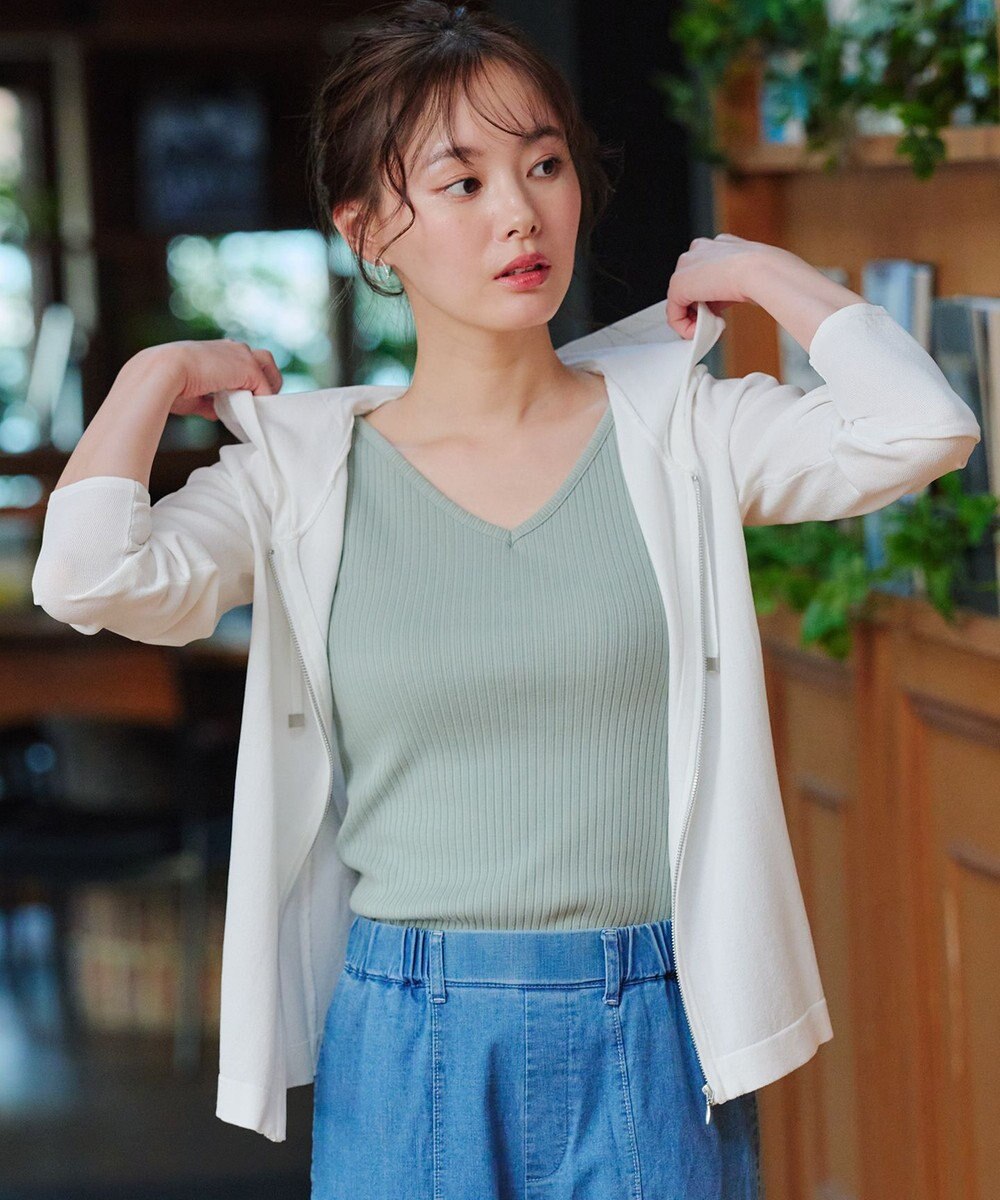 Tiaclasse L 【小倉優子さん着用】【洗える】サマーニットショートパーカー 