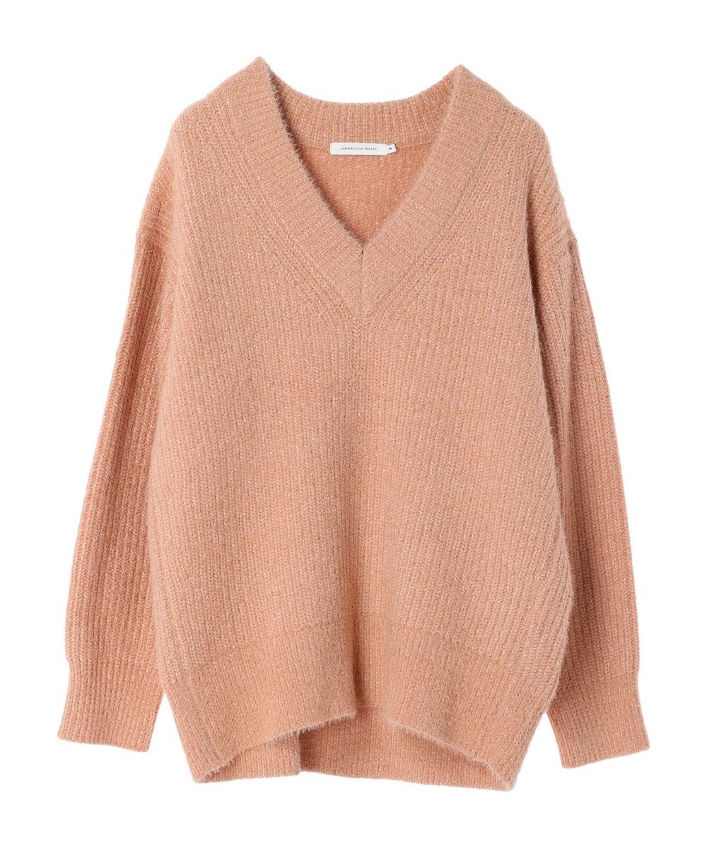 AMERICAN HOLIC モールヤーン片畦Ｖネックニットプルオーバー 