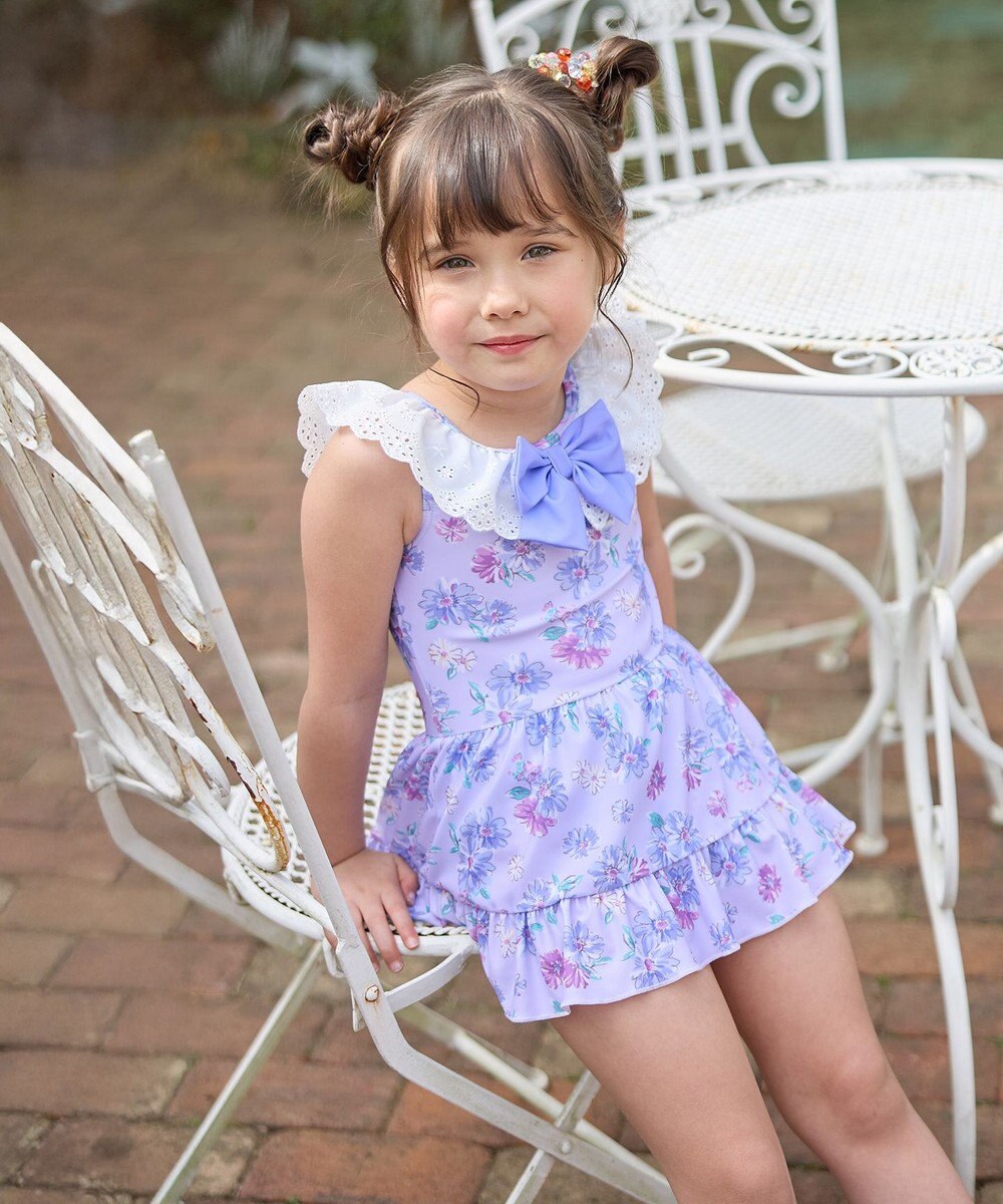 ANY KIDS 花柄×レース ワンピース水着 