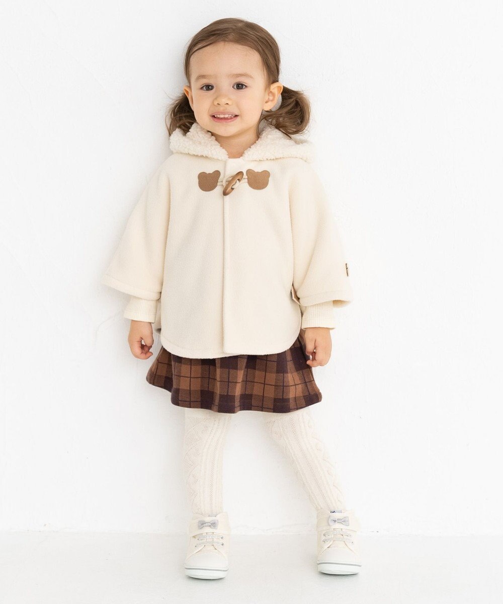 MIKI HOUSE HOT BISCUITS 【70-90cm】 お耳付きボアフリース ダッフルマント 