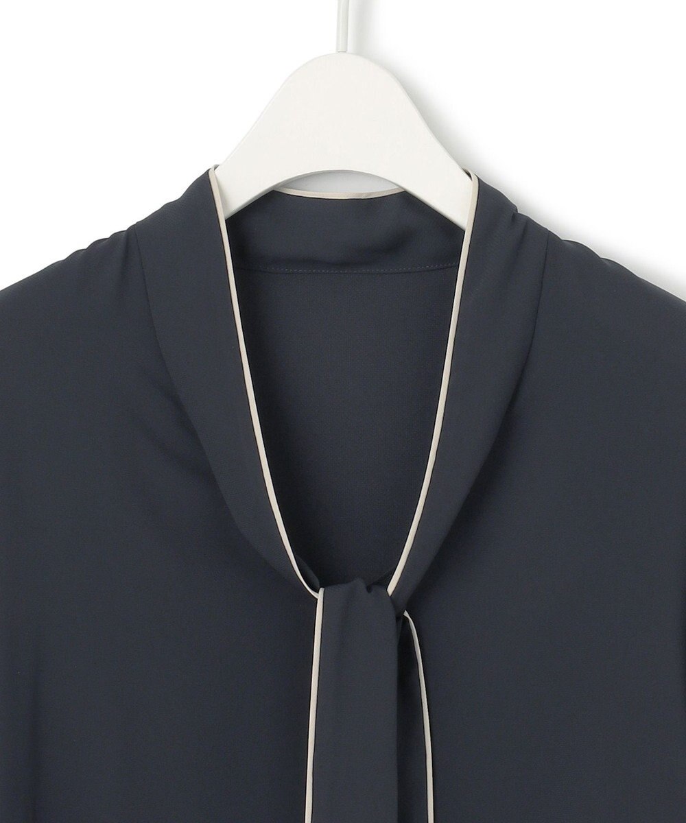 ICB L 【UVケア・速乾・接触冷感・洗える】BackSatinAmunzen 配色ボウタイブラウス 