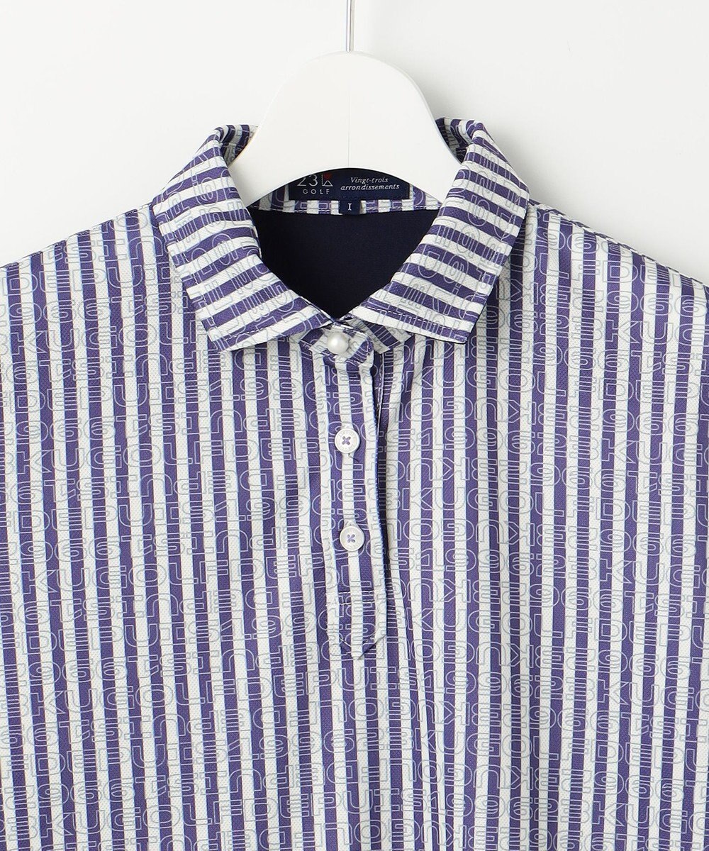 23区GOLF 【WOMEN】ロゴレイヤーストライプシャツ 