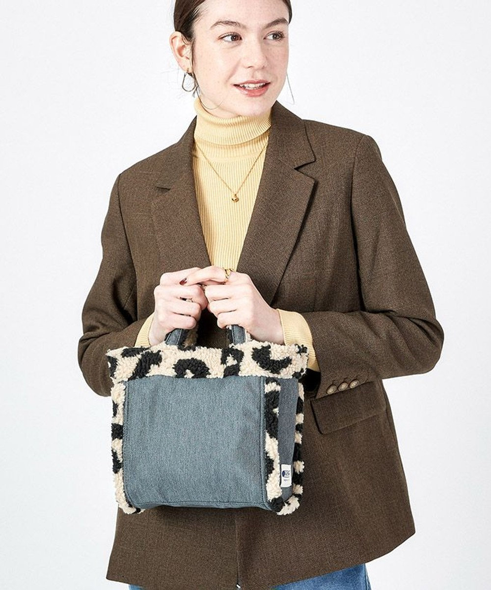 LeSportsac SMALL TWO WAY DENIM TOTE/ブラックデニム/レオパードシェルパ ブラックデニム/レオパードシェルパ