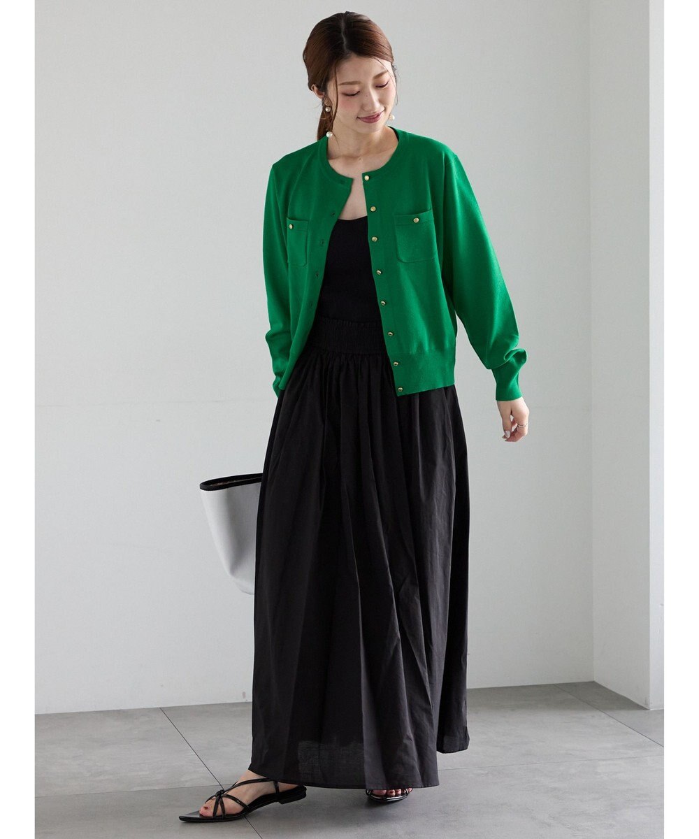 Te chichi 金釦ポケット付きクルーカーディガン 