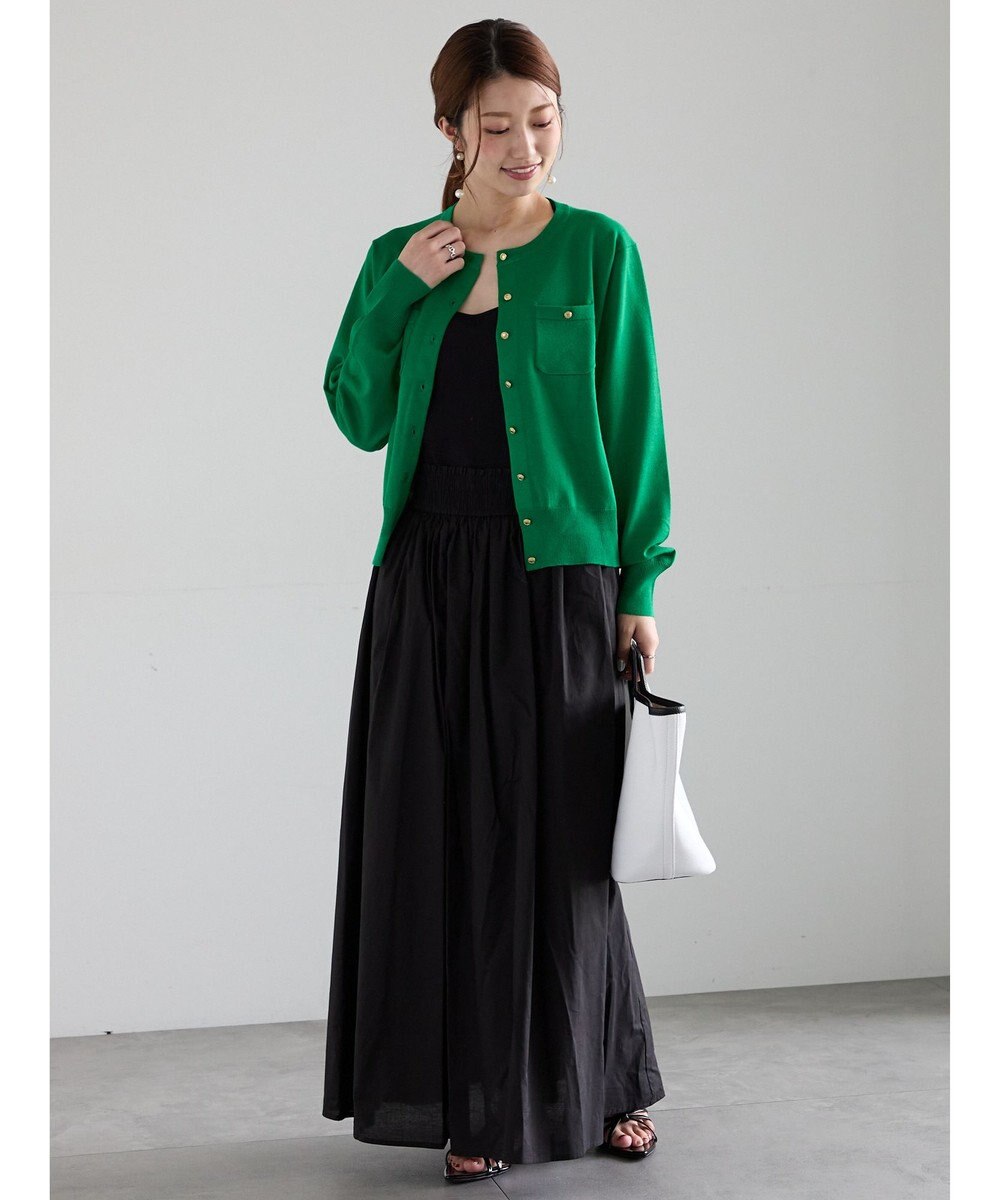 Te chichi 金釦ポケット付きクルーカーディガン 