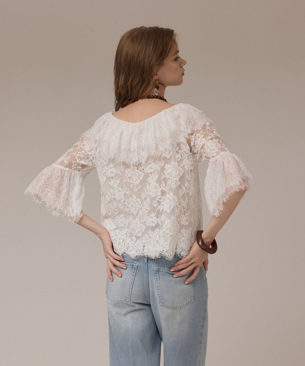 GRACE CONTINENTAL レースコンビフリルブラウス 