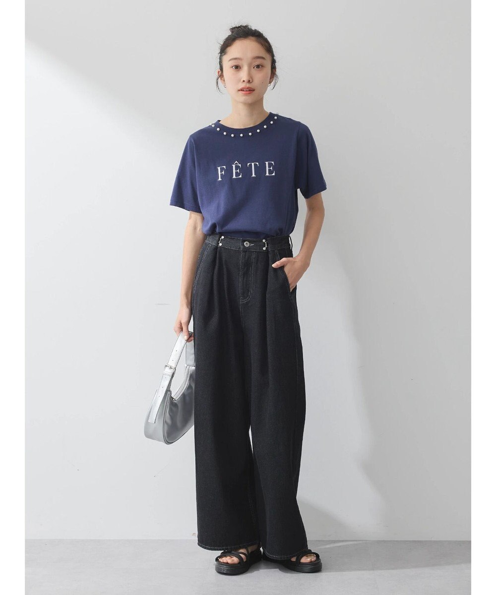 earth music&ecology 襟パール刺繍ロゴＴシャツ 